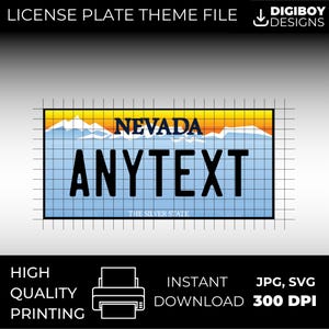 Nevada NV USA plaque d'immatriculation vierge inspirée téléchargeable imprimable haute qualité 300 dpi DIY projet unique svg, Cricut, Silhouette