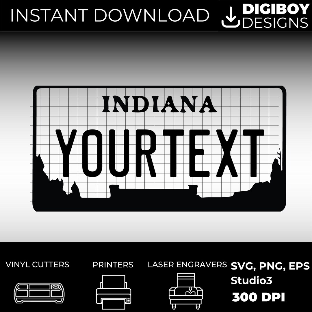 Indiana Blank License Plate SVG Leather Tag Engraving Mini - Etsy