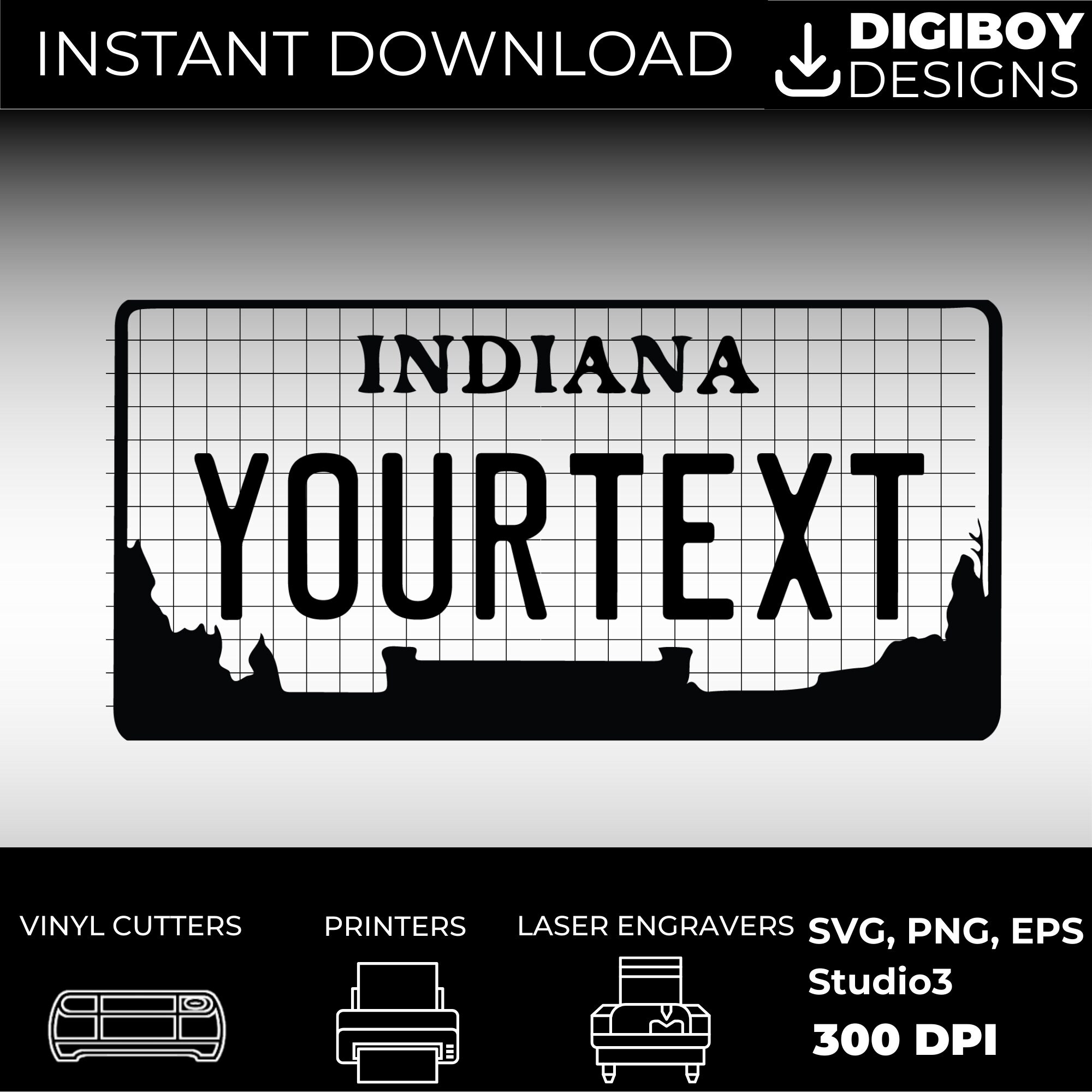 Indiana Blank License Plate SVG Leather Tag Engraving Mini - Etsy