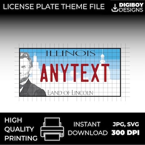 Illinois IL USA lege nummerplaat geïnspireerd downloadbare afdrukbare hoogwaardige 300 dpi DIY uniek project svg,, Cricut, silhouet