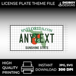 Florida FL USA Blank Nummernschild inspiriert Herunterladbare druckbare hochwertige 300dpi DIY Einzigartige Projekt svg, Cricut, Silhouette