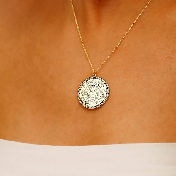 Legend Of Medusa Necklace 925K Sterling Silver * Greek Mythology Jewelry 14K Gold * Dainty Engraved Medusa Necklace * Mother's Day Gift