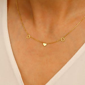 Heart and Initials Necklace: 925K Sterling Silver Personalized Valentine's Day Gift