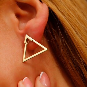 Triangle Stud Earrings: Minimalist Sterling Silver, Gold Finish