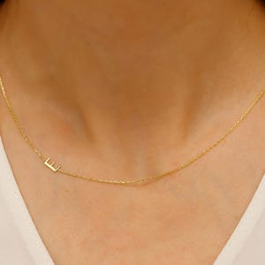 Sideways Letter Necklace, 925K Sterling Silver Personalized Initial