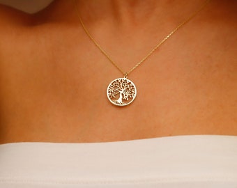 Tree of Life Necklace Gold * 925 Sterling Silver Tree of Life Charm Pendant * Gold Necklace for Women * Perfect Gift Idea for Mothers Day