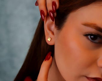 Dainty Ghost Stud Earrings: 925 Sterling Silver Halloween Jewelry