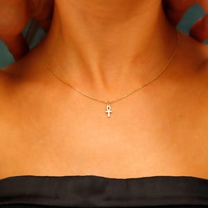 Sterling Silver Ankh Cross Necklace: Minimalist Egyptian Jewelry
