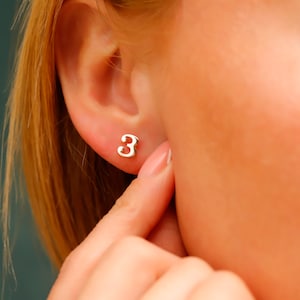 Personalized Number Earrings Gold * Number Stud Earrings Silver *  Lucky Number Earrings * Minimalist Earrings * Christmas Gift For Her
