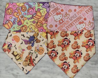 Pañuelo reversible de doble cara para mascotas, perros, gatos, cachorros y gatitos, ideal para Halloween.