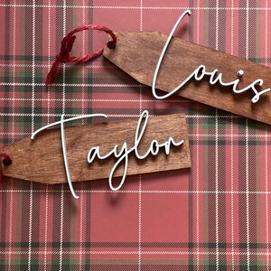 Personalized Laser Cut Wood Stocking Tag: Christmas Decor