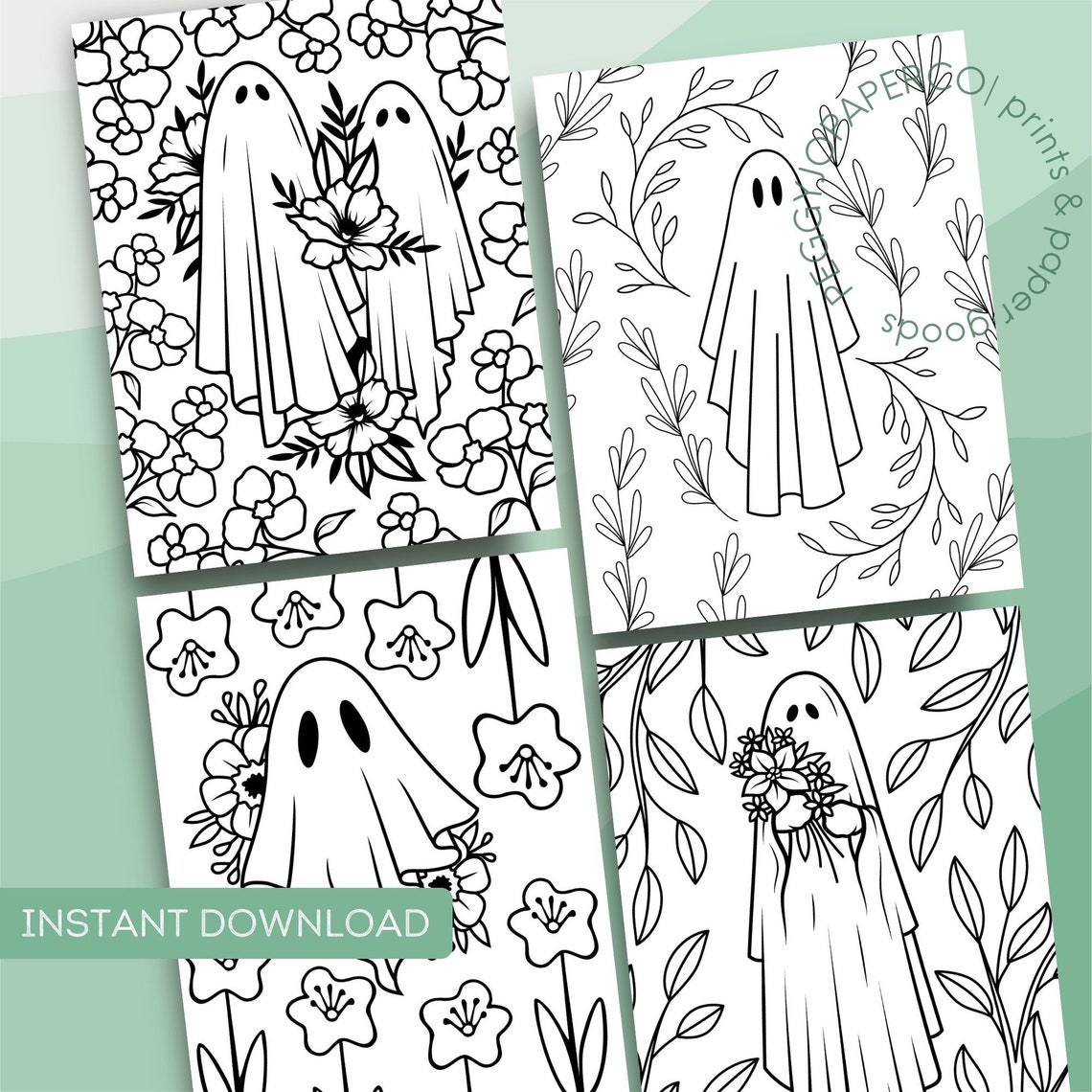 Ghost Aesthetic Coloring Pages Ghost Coloring Book Ghost - Etsy