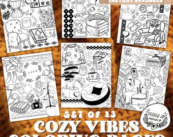 Cozy Vibes Coloring Pages - Comfort & Hygge Designs (Printable)