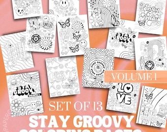 Stay Groovy Kleurplaten: retro hippieontwerpen (afdrukbare pdf)