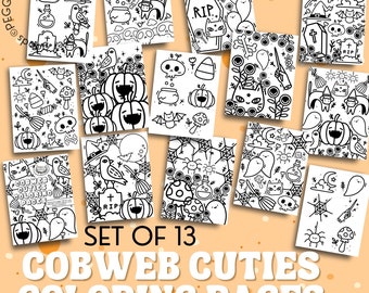 Cute Ghost Coloring Pages, Halloween Coloring Book (Digital Download)