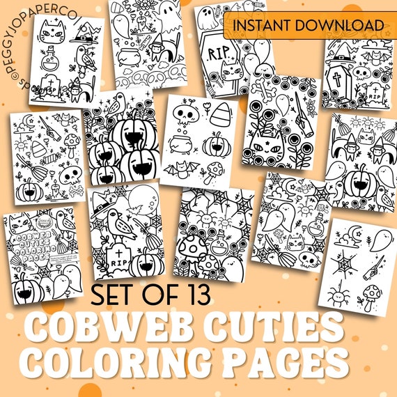 Cute Ghost Coloring Pages, Halloween Coloring Book (Digital Download)