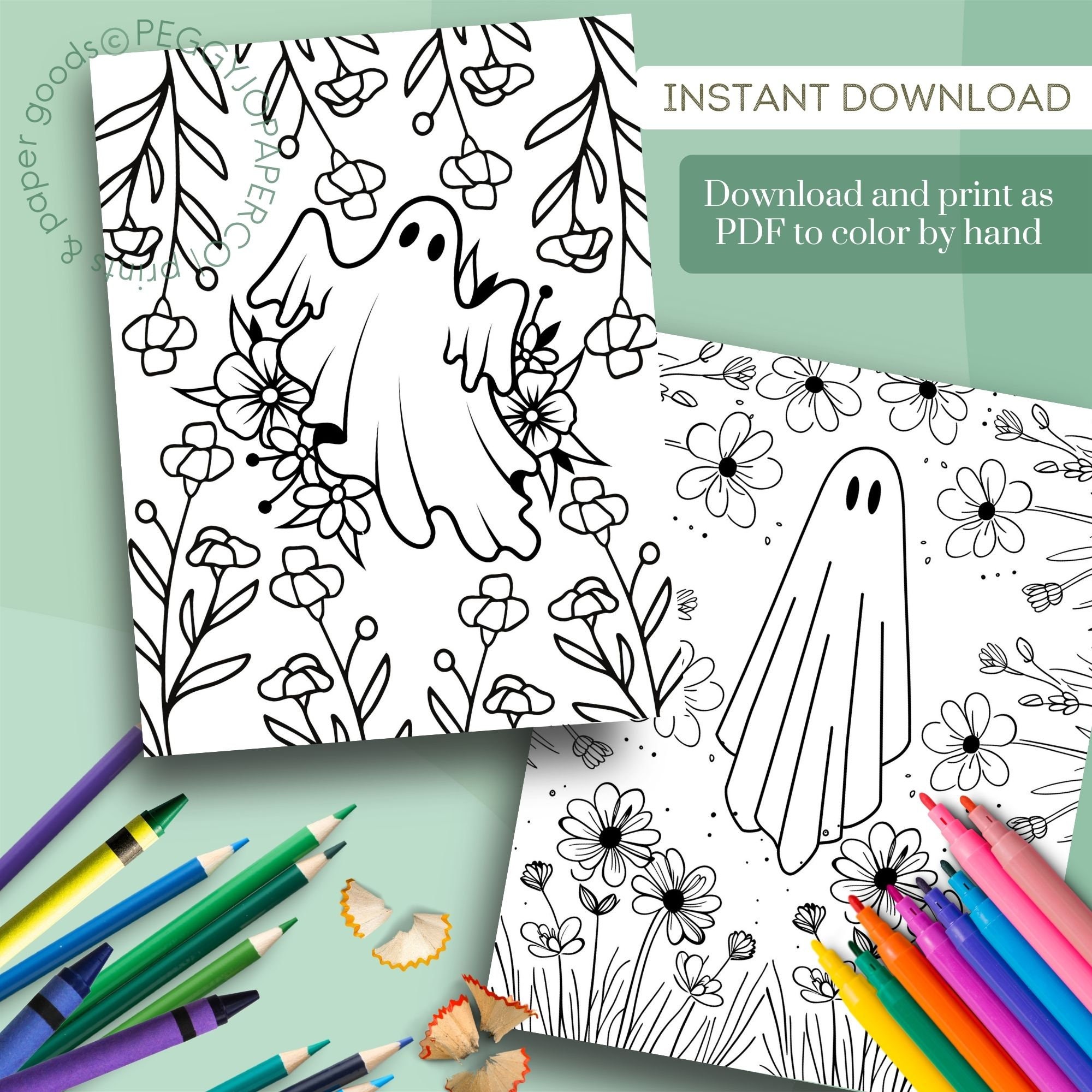 Ghost Aesthetic Coloring Pages, Ghost Coloring Book, Ghost Aesthetic