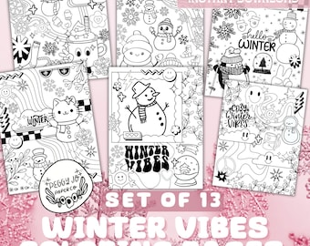 Winter Vibes Coloring Pages: Cozy Season, Snowflakes (Digital Download)