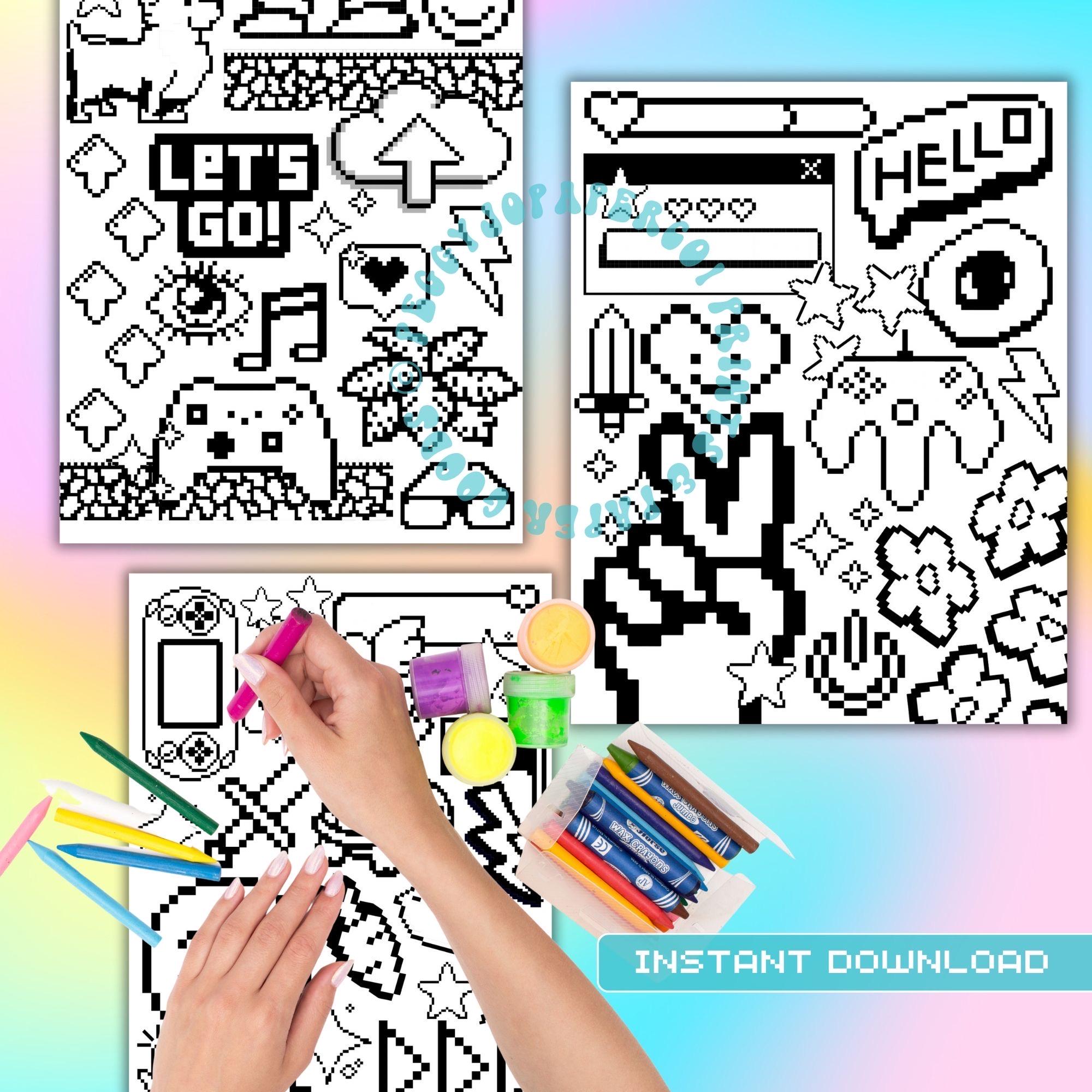 8-bit Pixel Art Coloring Pages – Retro Video Game Designs (digital ...