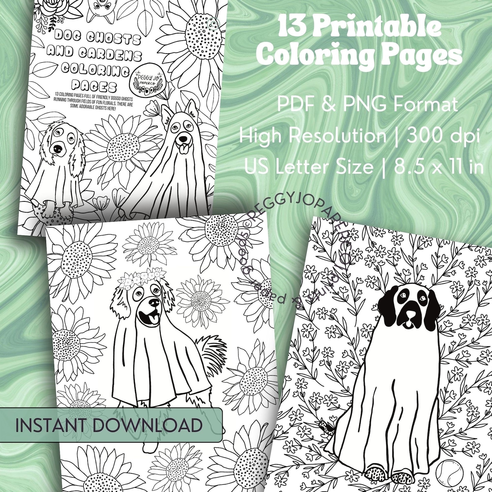 Dog Ghosts Coloring Pages, Ghost Coloring Book, Ghost Aesthetic ...