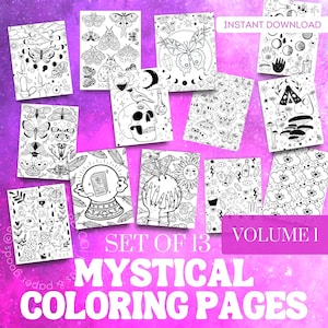 Mystical Coloring Pages, Witch Coloring Book, Witchy Aesthetic, Adult Coloring Book, Printable Coloring Pages, Print at Home Coloring Pages