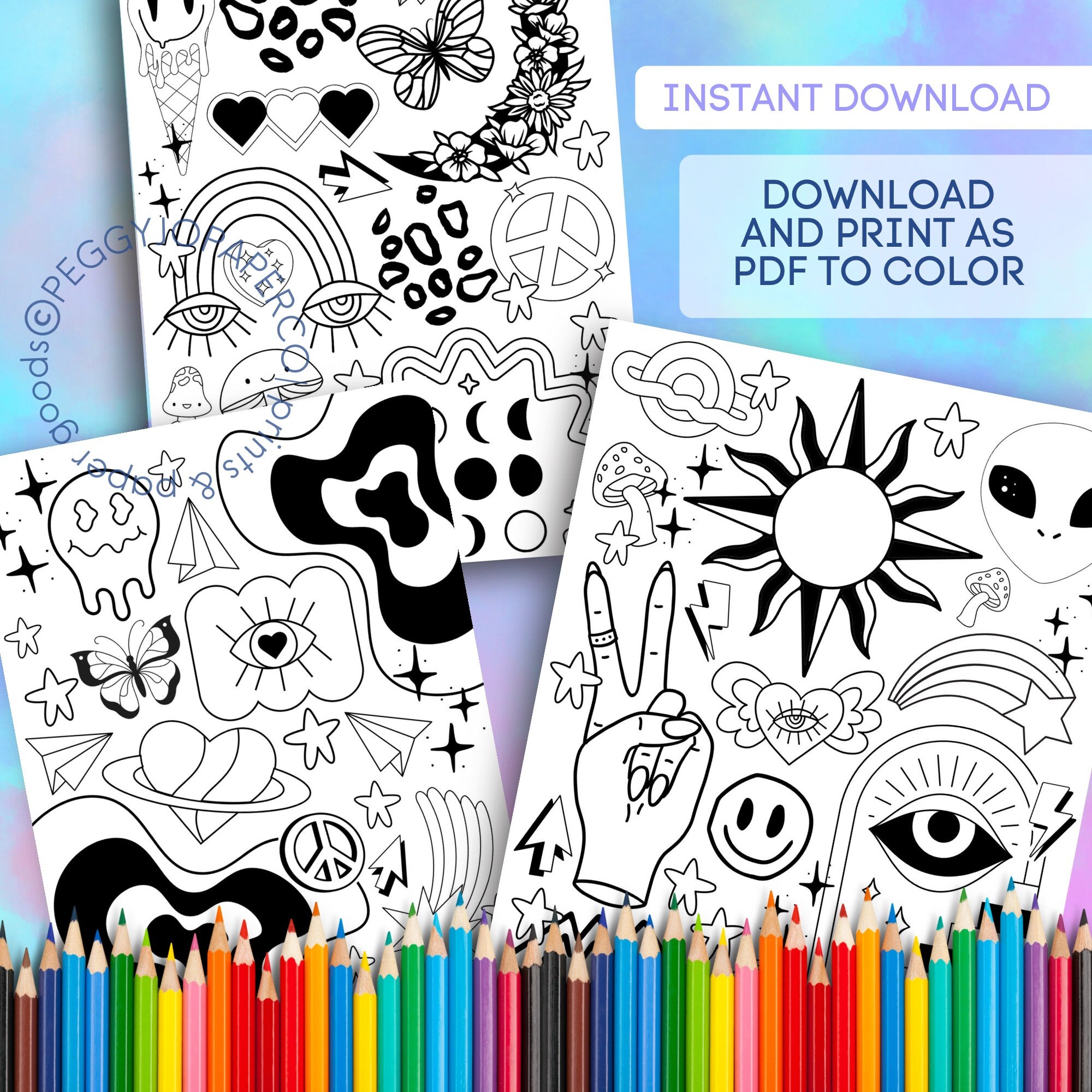 Funky Coloring Pages, Mystical Coloring Book, Psychedelic, Spiritual ...