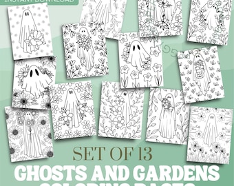 Spookachtig schattig spook kleurplaten, bloementuinontwerpen (pdf en JPG)
