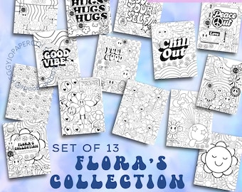 Retro Flower Coloring Pages: Hippie Peace Sign Designs (Printable PDF)