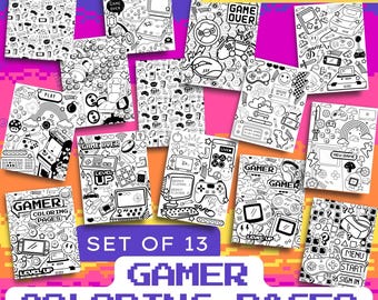 Gamerkleurplaten: retro en moderne gamekunst (afdrukbare pdf)