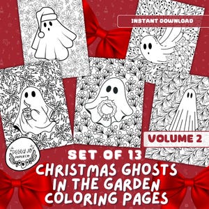Christmas Ghost Coloring Pages Vol 2: Garden Florals (PDF & PNG)