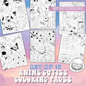 Anime Coloring Pages, Gamer Gifts, Girly Coloring Pages, Anime Gifts, Printable Coloring Pages, Print at Home Coloring Pages, Anime Fan Art