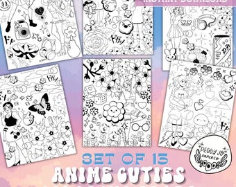 Anime Girl Malseiten, Kawaii Art, Geschenk zum Gamer (Digitaler Download)