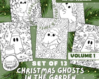 Christmas Ghost Coloring Pages: Garden Floral Designs (PDF)