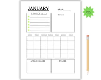 Minimalist Mom Planner, Weekly, Monthly Organizer (Digital Download)