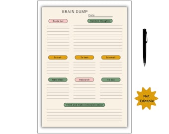ADHD Brain Dump To-Do List Planner, Productivity Checklist (Instant Download)