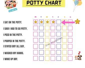 Potty Training Sticker Chart, Rainbow Design (Digital Download)