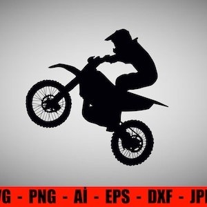 Motocross Rider Svg. Vector Cut file for Cricut, Silhouette, Pdf Png Eps Dxf, Decal, Sticker, Vinyl, Pin