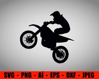Motocross Rider Svg. Vector Cut file for Cricut, Silhouette, Pdf Png Eps Dxf, Decal, Sticker, Vinyl, Pin
