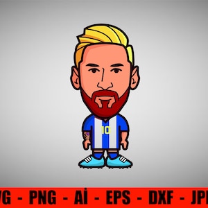 Lionel Messi, Football Superstar, Argentina National Team Editable Layered Cut File SVG + PNG + GiF+ Ai + EPS + Jpeg Cricut Design Space
