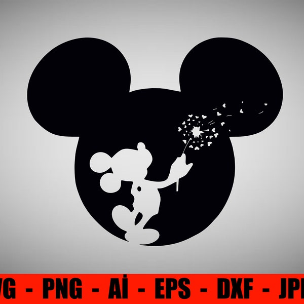 Mickey Svg, Mickey head svg, Mickey silhouette svg, mouse svg, Vinyl Cut File, Svg, Pdf, Jpg, Png, Ai Printable Design File