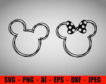 Bundle Mouse Head Outline svg, Digital Download, Clipart mouse head, Mouse Head | Instant Dowload | png, svg,,dxf