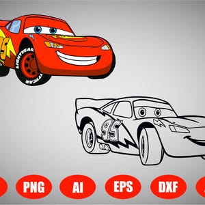 Lightning McQueen SVG Laser Cut File, Cars Lightning McQueen Download Digital File - svg, dxf, pdf, and png