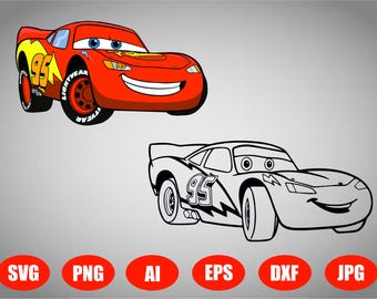 Lightning McQueen SVG Laser Cut File, Cars Lightning McQueen Download Digital File - svg, dxf, pdf, and png