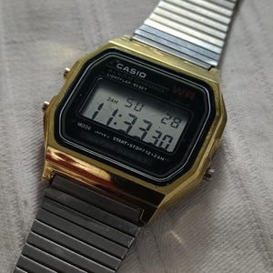 Vintage Casio A159W Gold Digital Watch, Classic Retro Gold-Tone Stainless Steel Bracelet, Water Resistant image 13