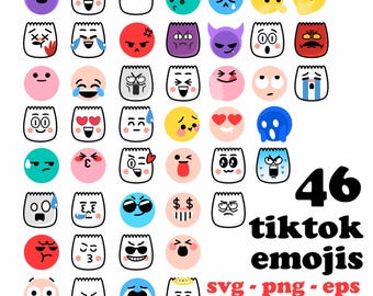 46 emoji tiktok vettoriali, svg, png, eps