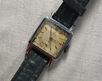 Vintage Bifora 15 Rubis mekanisk klocka, tysk liten fyrkantig art déco från 1940-talet, sällsynt tysk samlarklocka, antik frackur
