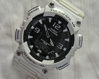 Casio AQ-S810W-7A Tough Solar Watch | Pre-Owned White Resin Analog Digital Illuminator | 100M Water Resist