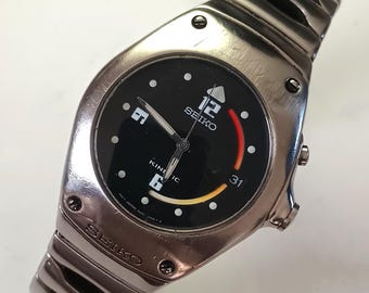 Vintage Seiko Arctura Kinetic Watch 5M42-0E39, Futuristic Stainless Steel Men's Wristwatch, 90s Japanese Watch