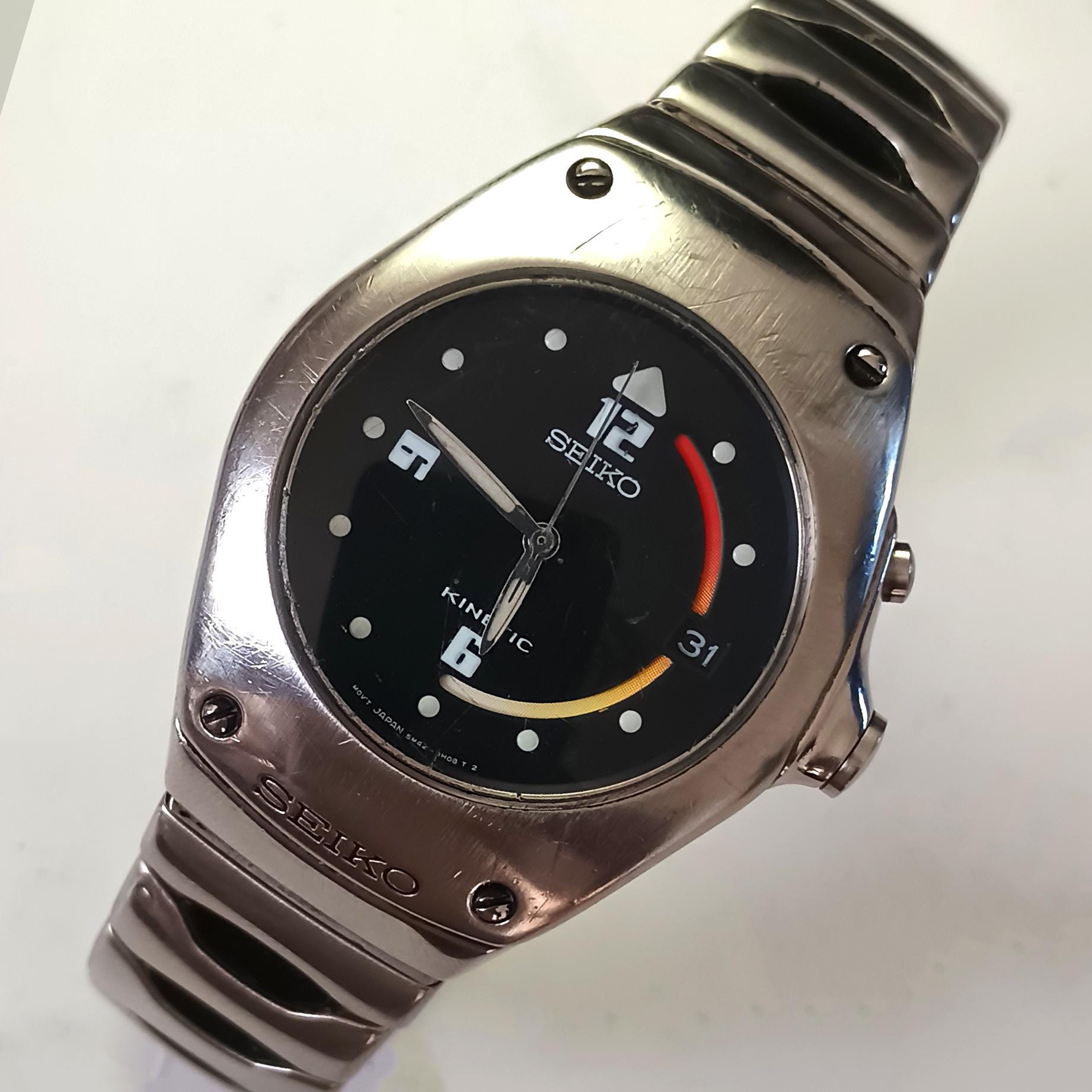 Vintage Seiko Arctura Kinetic Watch 5M42-0E39, Futuristic 