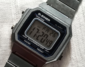 Montre numérique D-Ziner style rétro années 80, look vintage, chronographe alarme 30 m